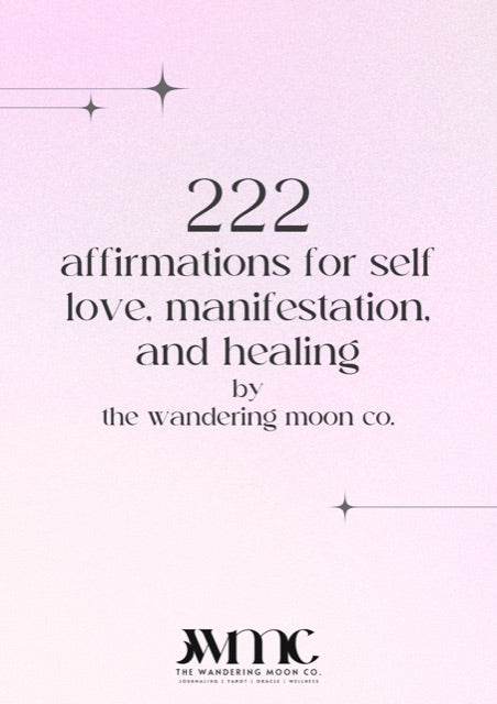 baby pink background with 222 free affirmations written in modern serif font