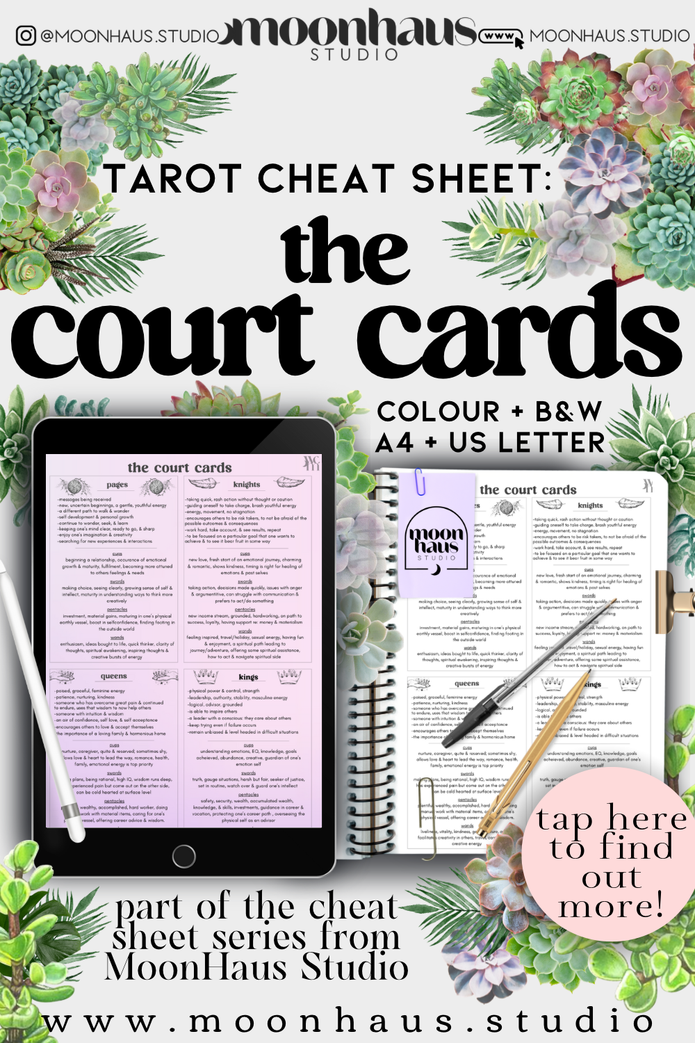 The Court Cards: a tarot card cheat sheet - for all levels of readers