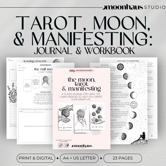 moon, tarot, and manifesting journal, digital download