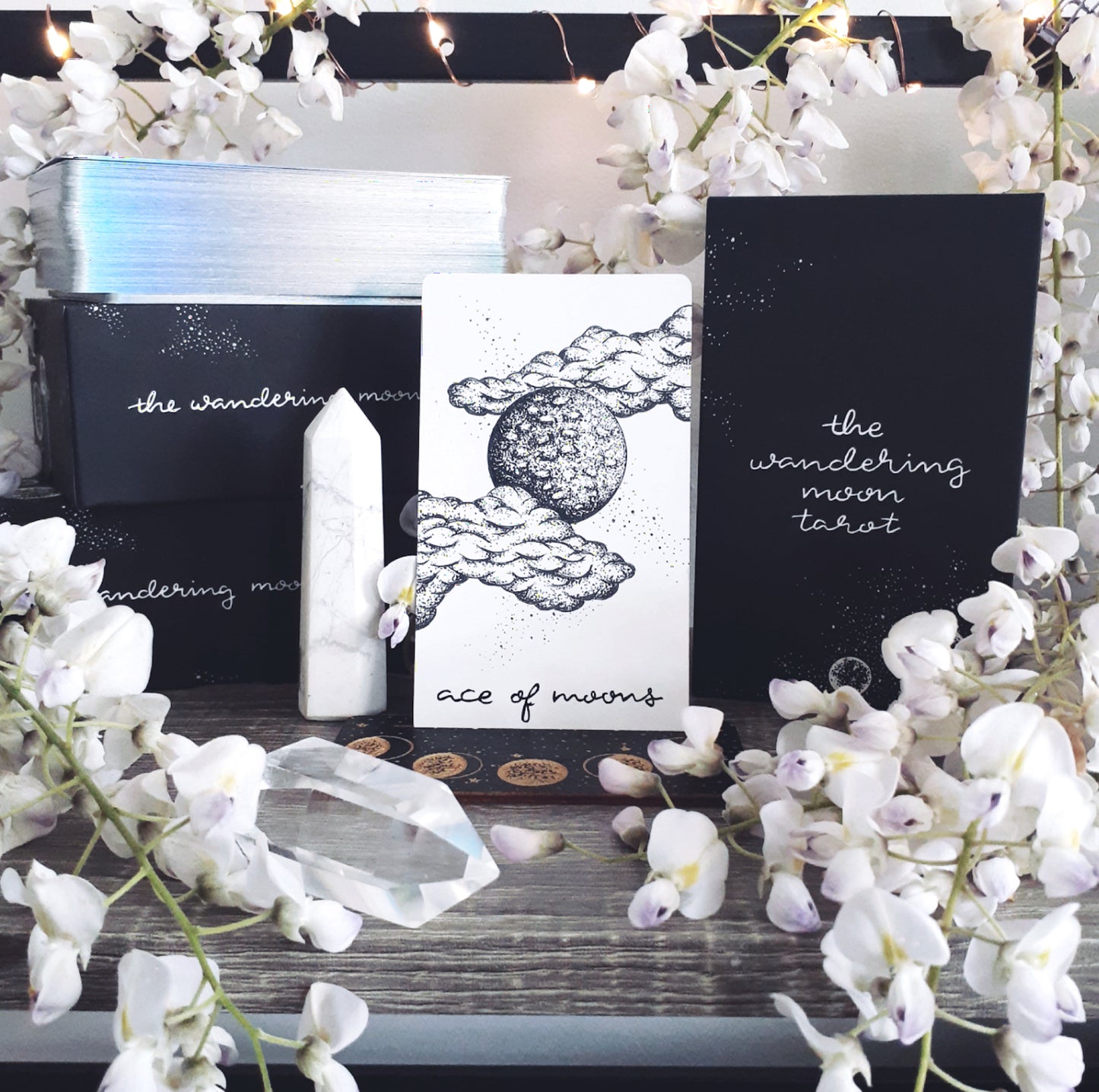 the wandering moon tarot deck authentic | indie tarot card deck | hand illustrated with guidebook | comes with free tarot deck