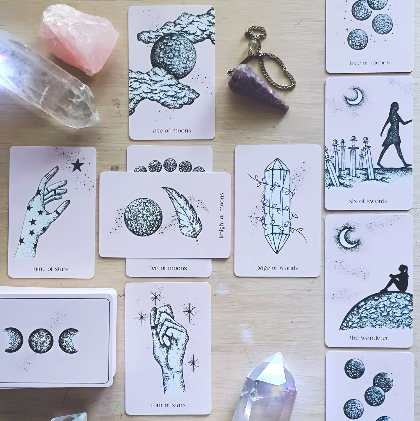 mini tarot cards deck: aesthetic pink divination cards, pocket size tarot readings, booklet with tarot card meanings