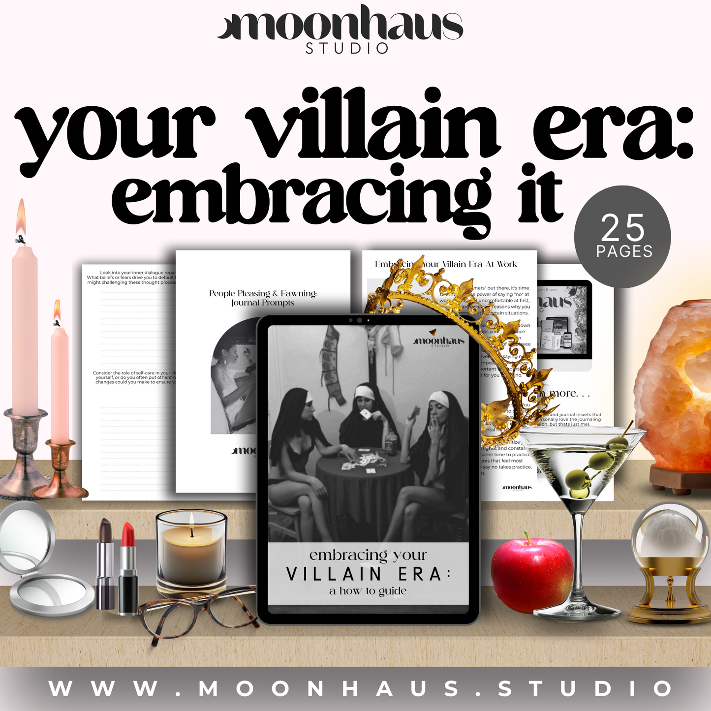 villain era journal: digital, printable PDF with journal prompts - anti-hero, shadow self, boundaries, confidence PDF