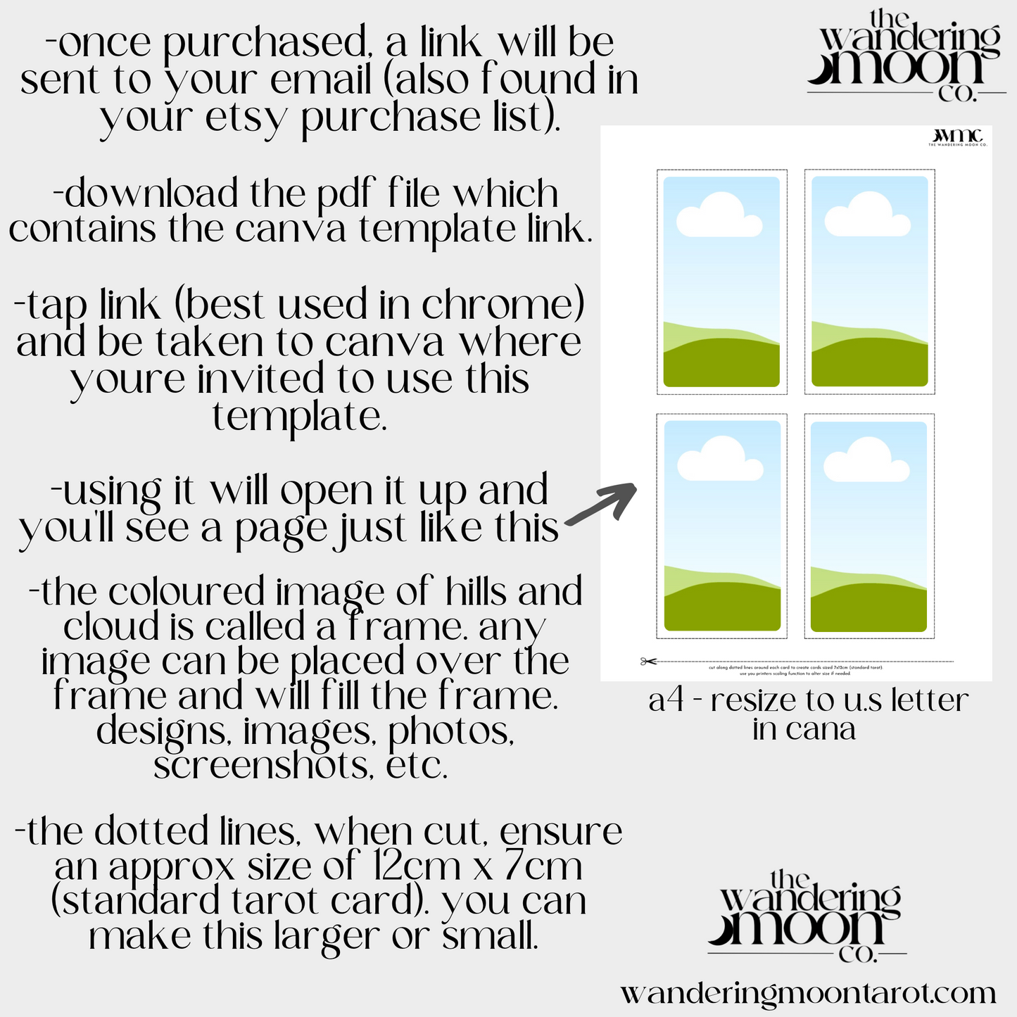 canva template: create own tarot, oracle, affirmation decks