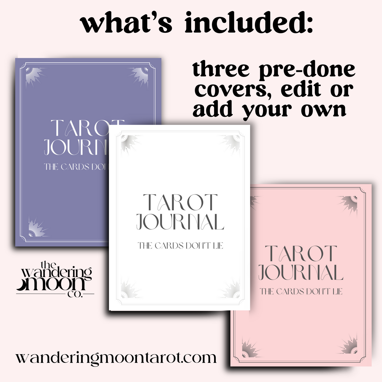 canva template: tarot journal, 47 pages