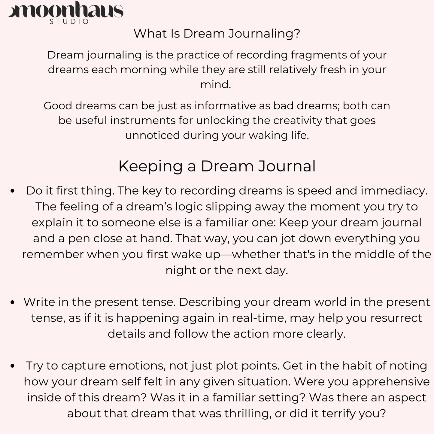 dream diary journal page: print and download, for dream recording & interpretation