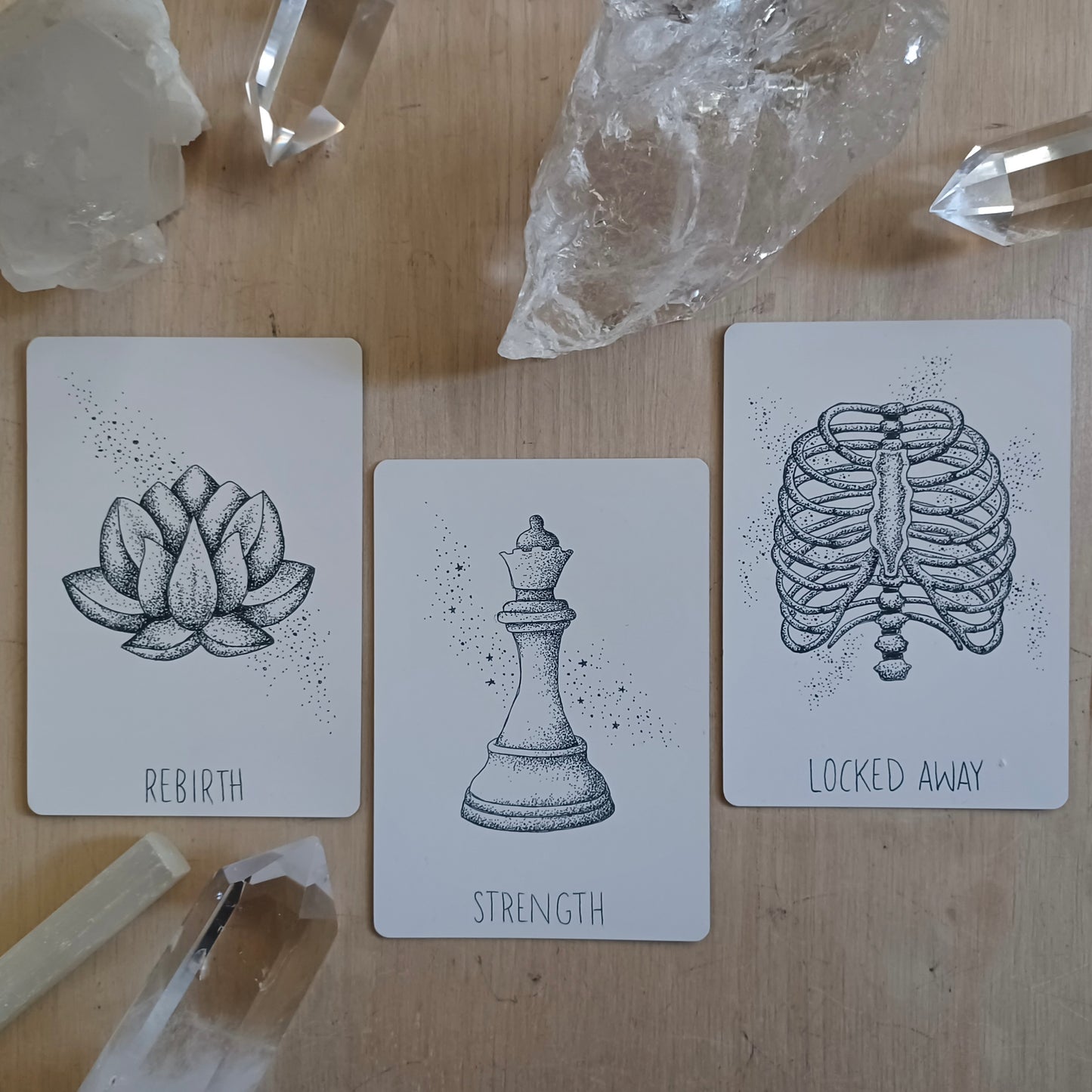 tarot card & oracle deck bundle, indie bundle set: holographic, unique aesthetic | black & white tarot & oracle cards