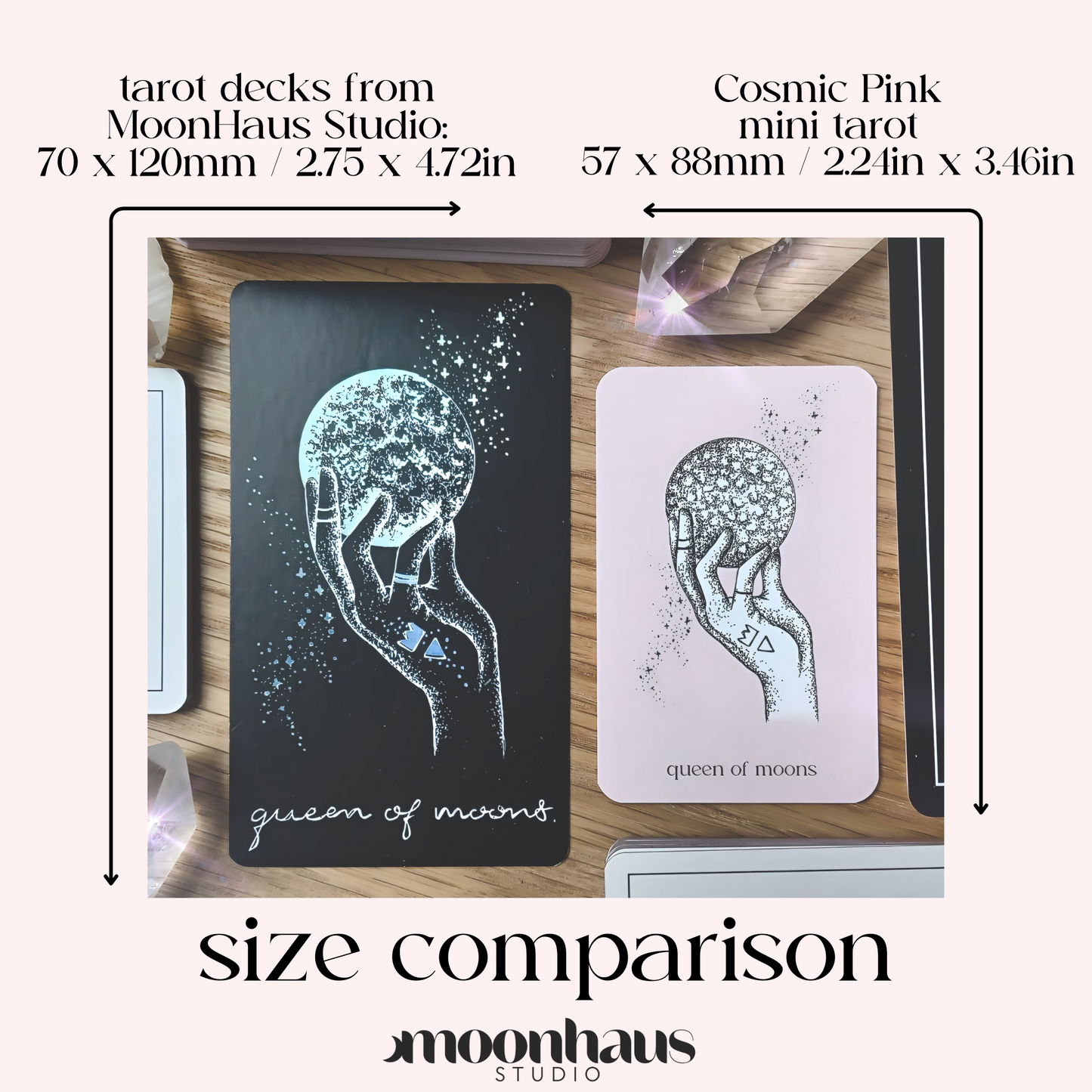 mini tarot cards deck: aesthetic pink divination cards, pocket size tarot readings, booklet with tarot card meanings