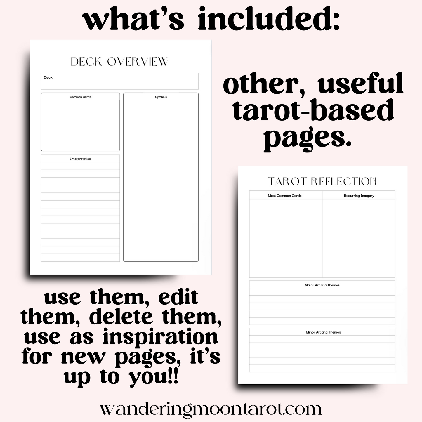 canva template: tarot journal, 47 pages