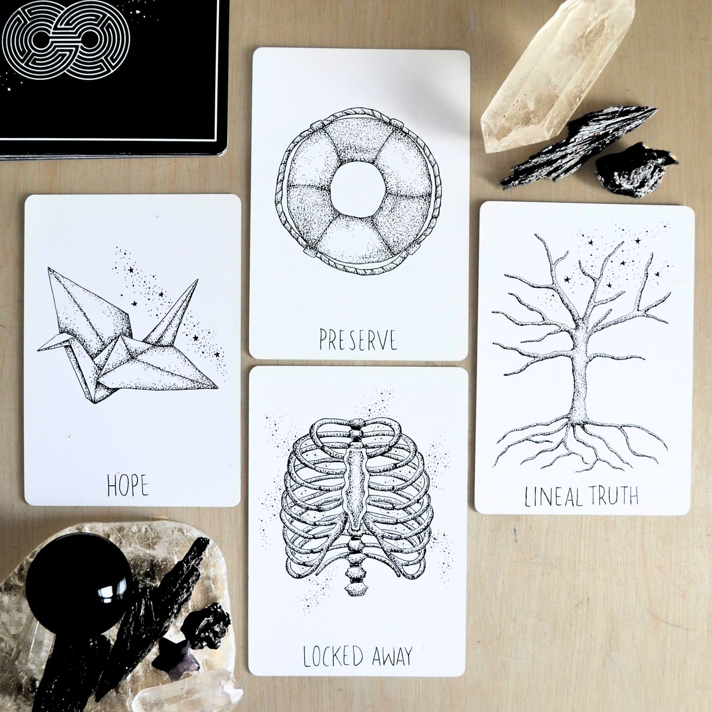 oracle deck: indie oracle cards with guidebook | holographic details | 50 cards
