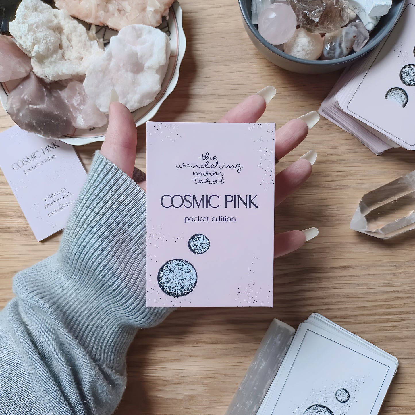 mini tarot cards deck: aesthetic pink divination cards, pocket size tarot readings, booklet with tarot card meanings