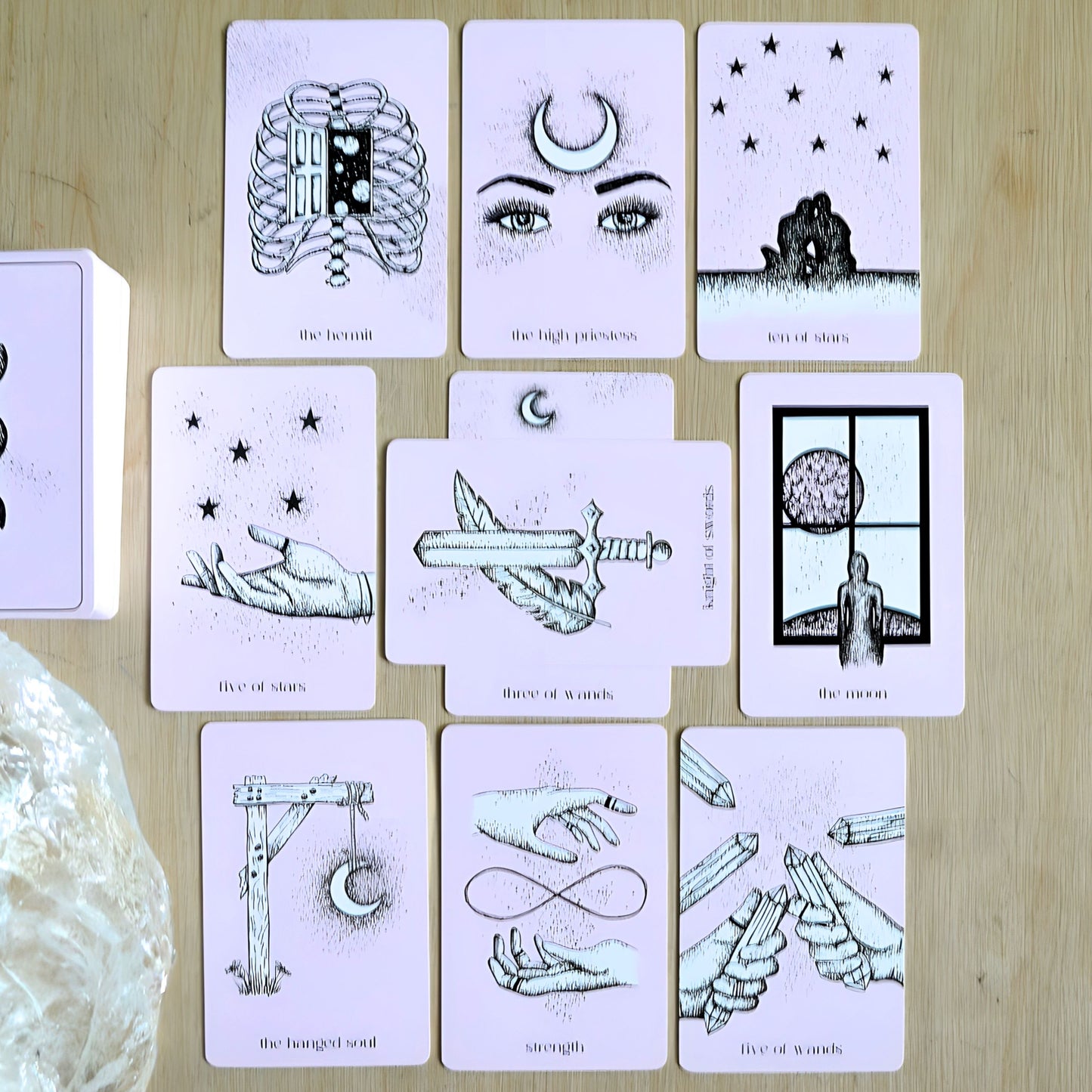 mini tarot cards deck: aesthetic pink divination cards, pocket size tarot readings, booklet with tarot card meanings