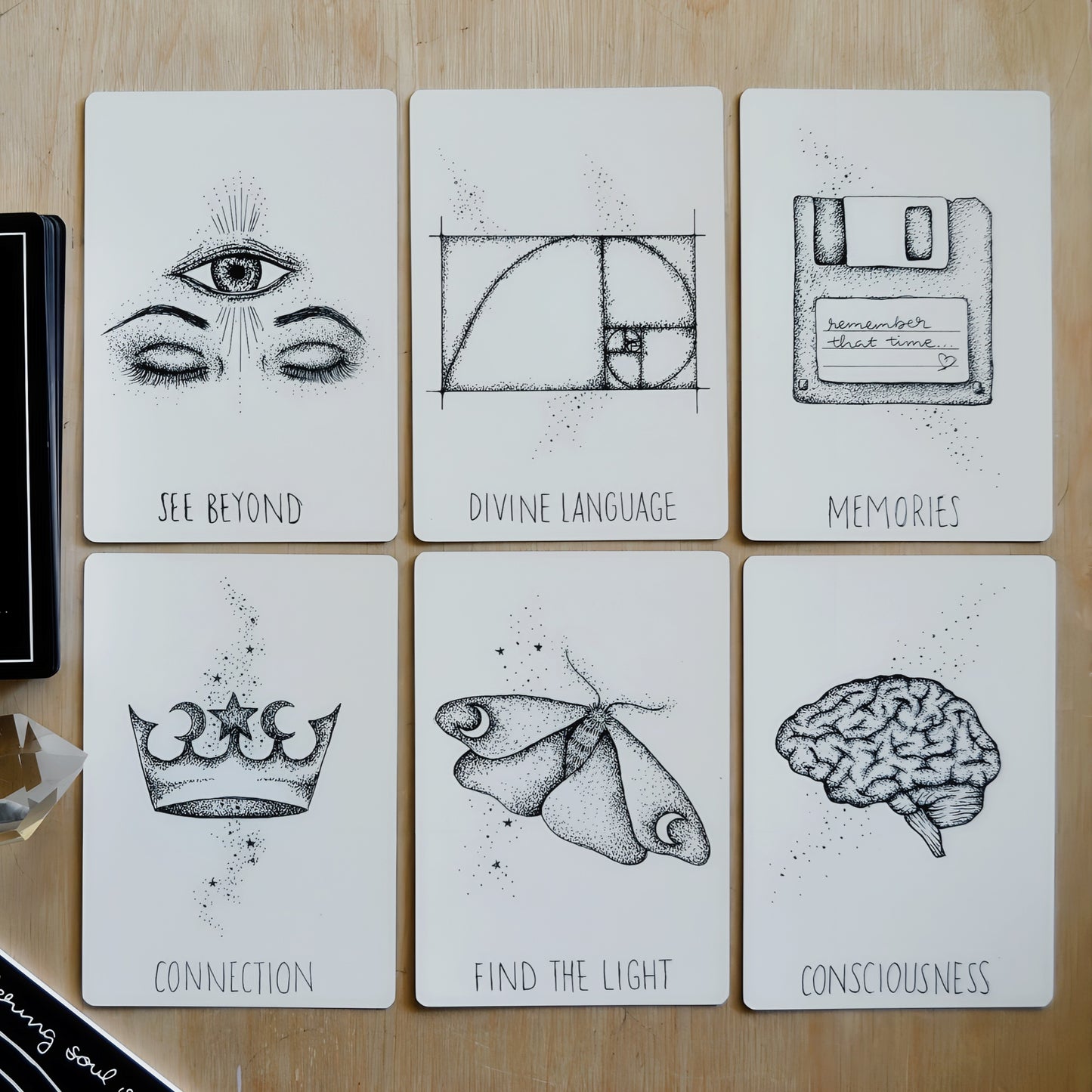 oracle deck: indie oracle cards with guidebook | holographic details | 50 cards