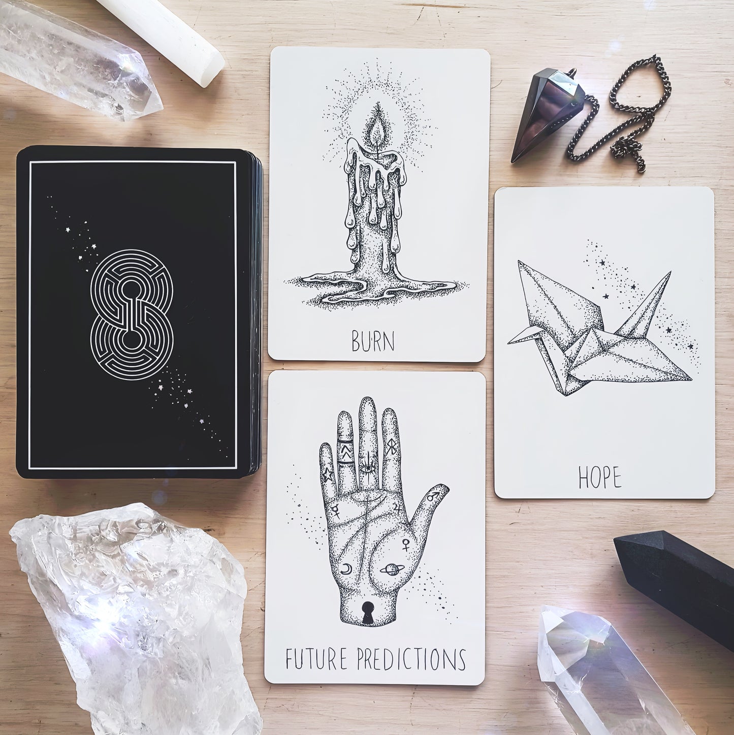 oracle deck: indie oracle cards with guidebook | holographic details | 50 cards