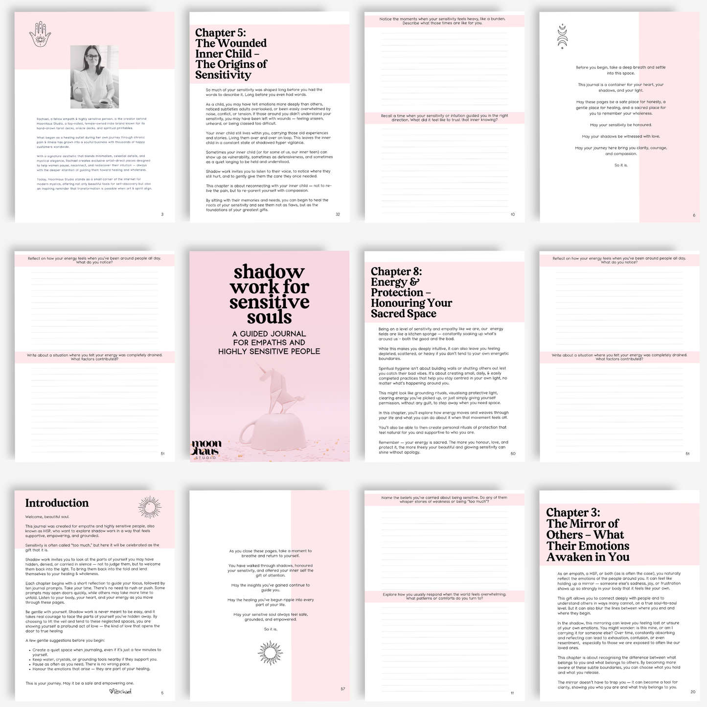 shadow work journal for empaths and highly sensitive people - guidebook, journal and workbook across 60 pages | printable digital PDF | for inner child work and trauma healing