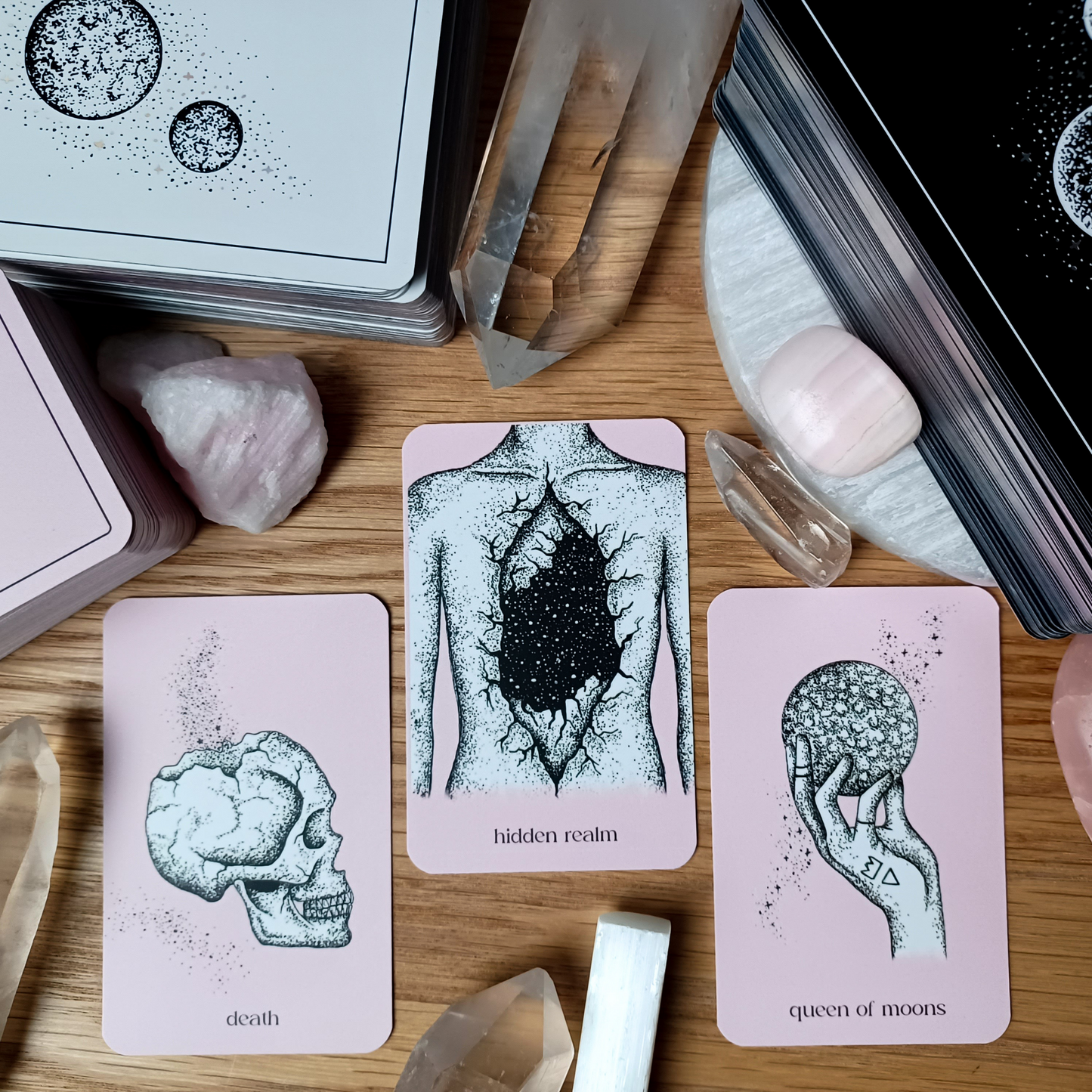 mini tarot cards deck: aesthetic pink divination cards, pocket size tarot readings, booklet with tarot card meanings