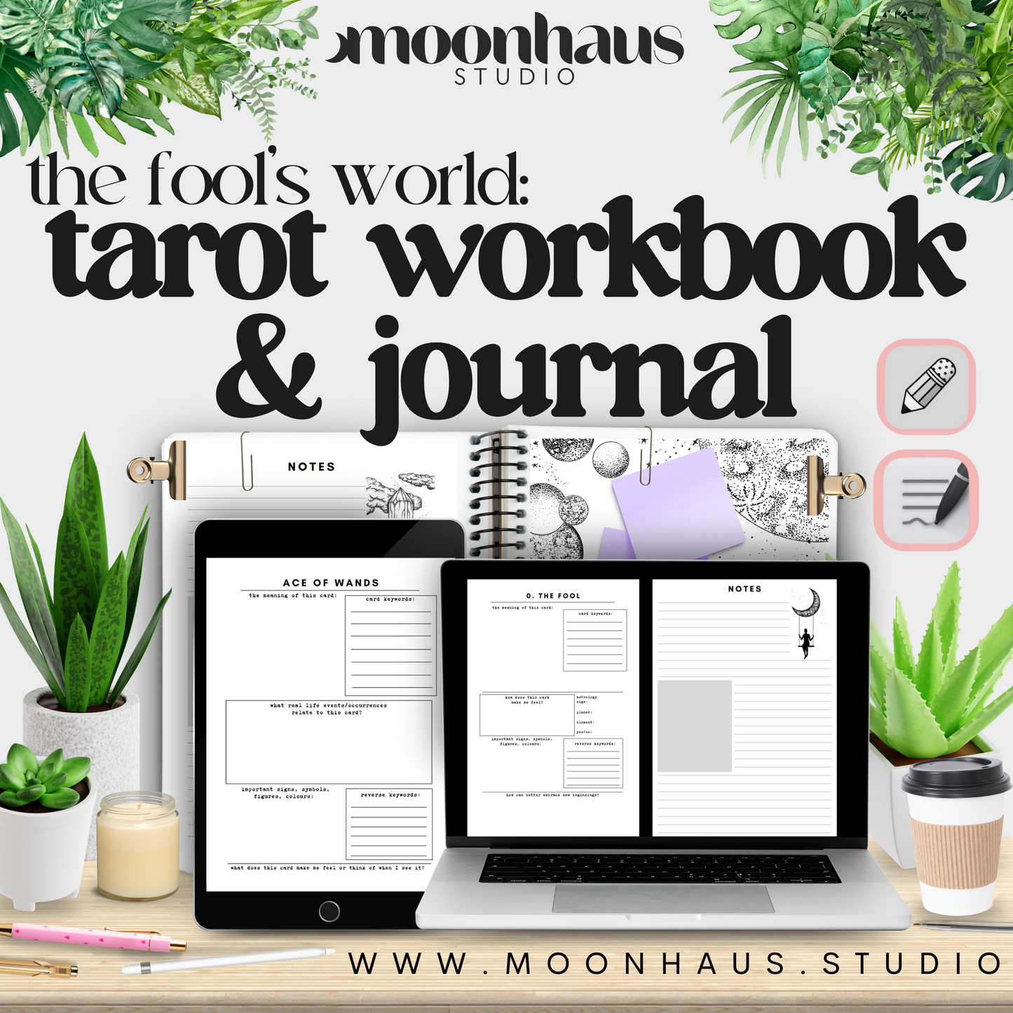 tarot booklet journal: the fool’s world - tarot guidebook with free gifts