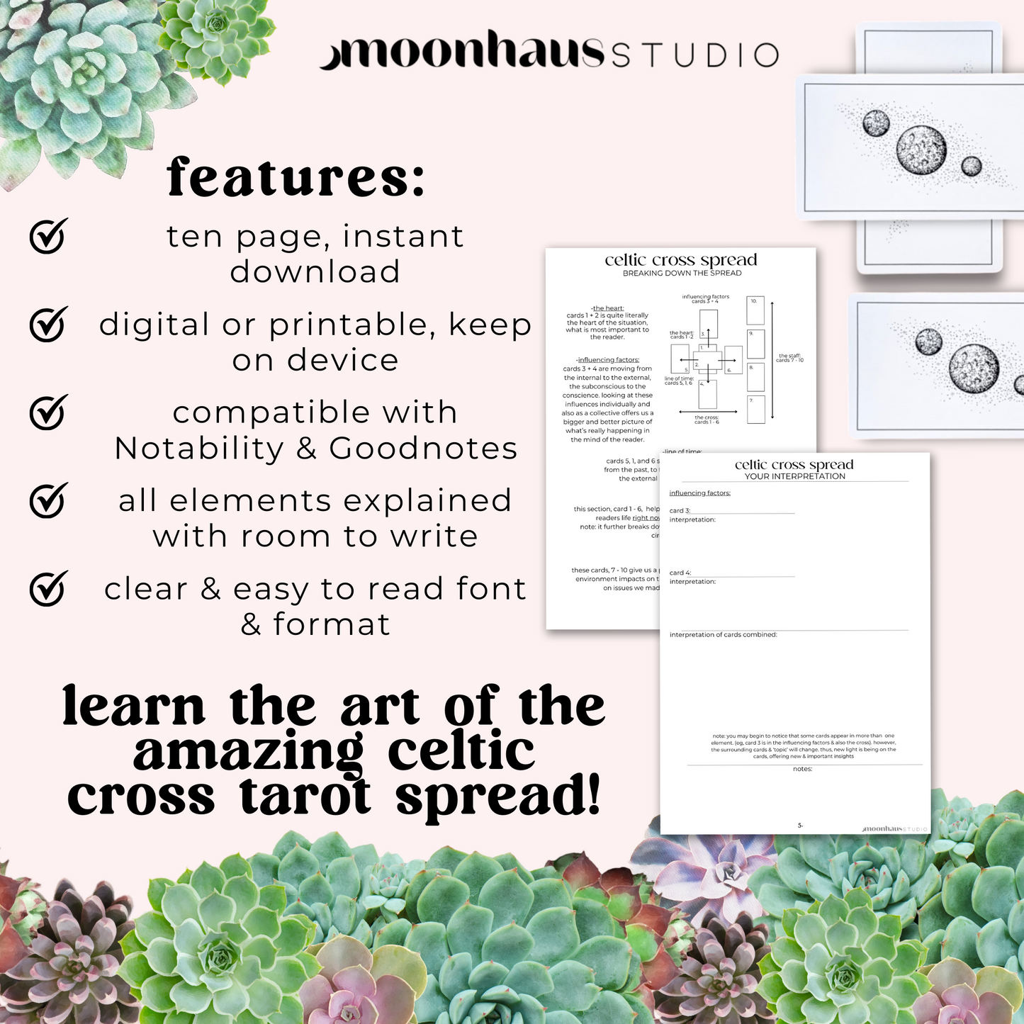 how to do a Celtic Cross tarot spread mini journal