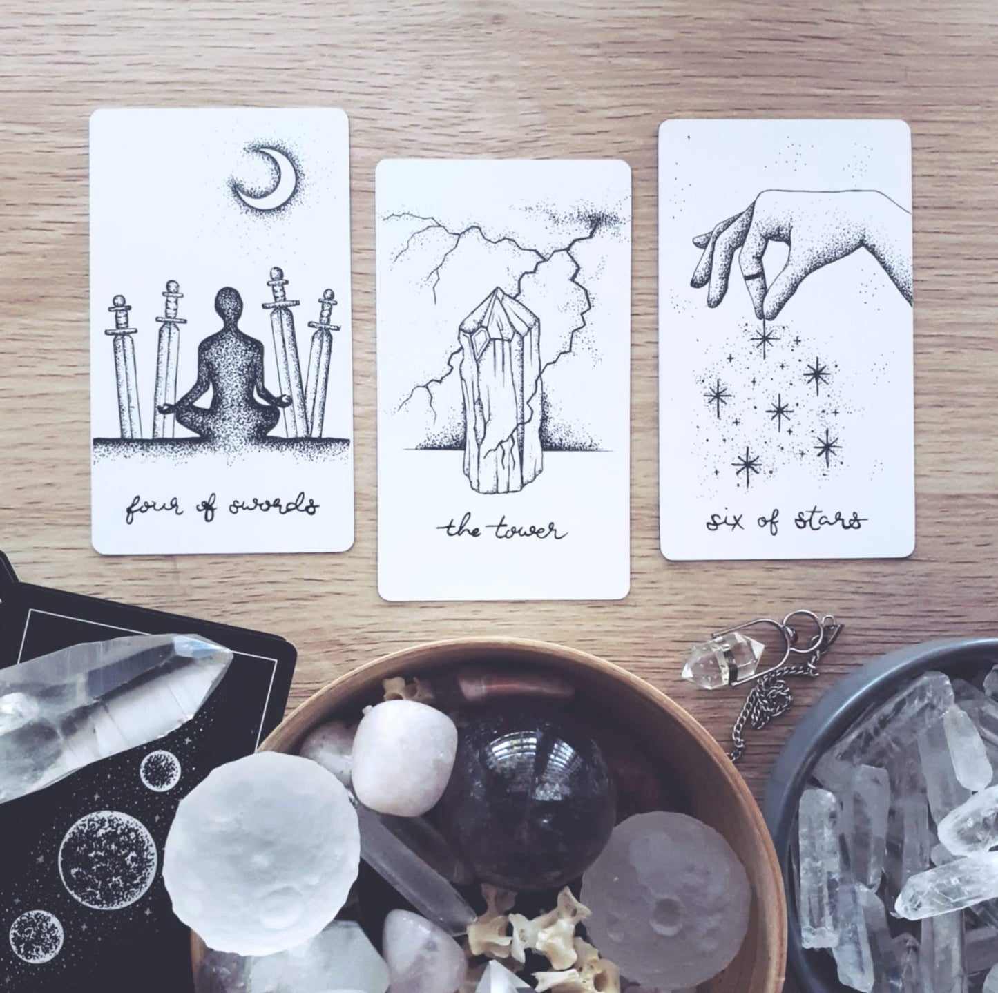 the wandering moon tarot deck authentic | indie tarot card deck | hand illustrated with guidebook | comes with free tarot deck