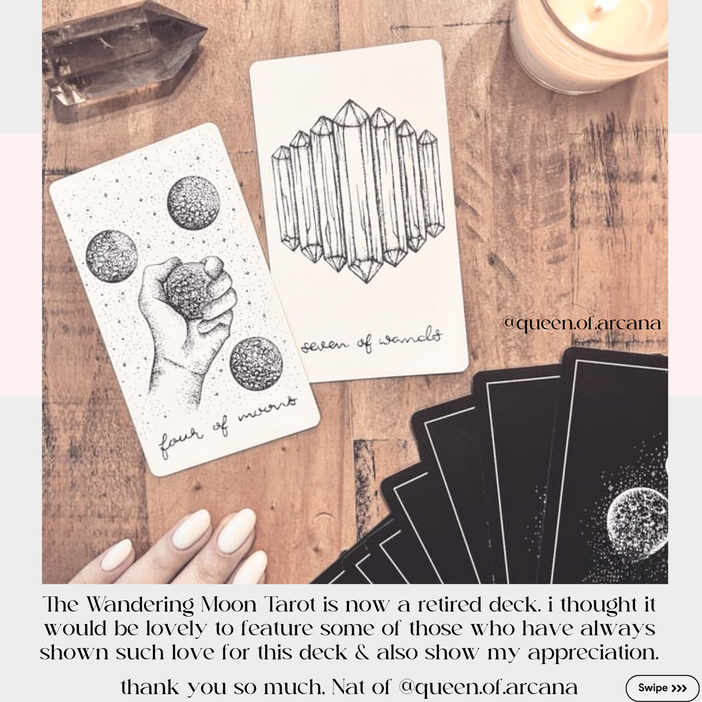 the wandering moon tarot deck authentic | indie tarot card deck | hand illustrated with guidebook | comes with free tarot deck