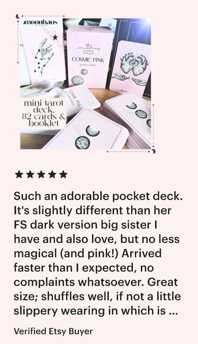 mini tarot cards deck: aesthetic pink divination cards, pocket size tarot readings, booklet with tarot card meanings