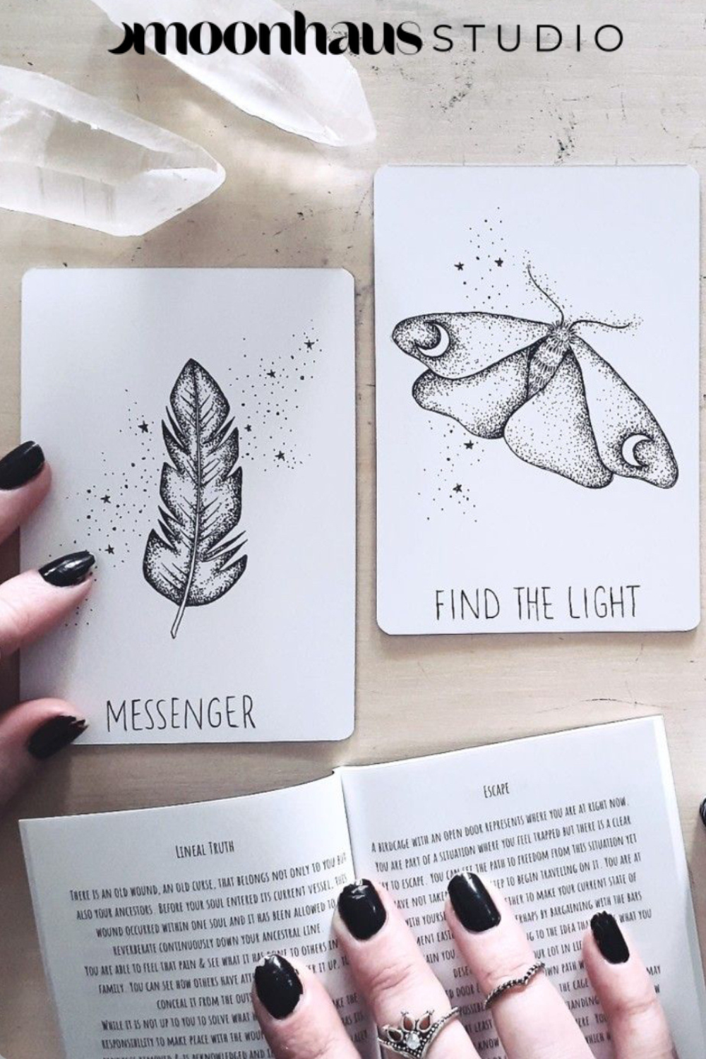 oracle deck: indie oracle cards with guidebook | holographic details | 50 cards