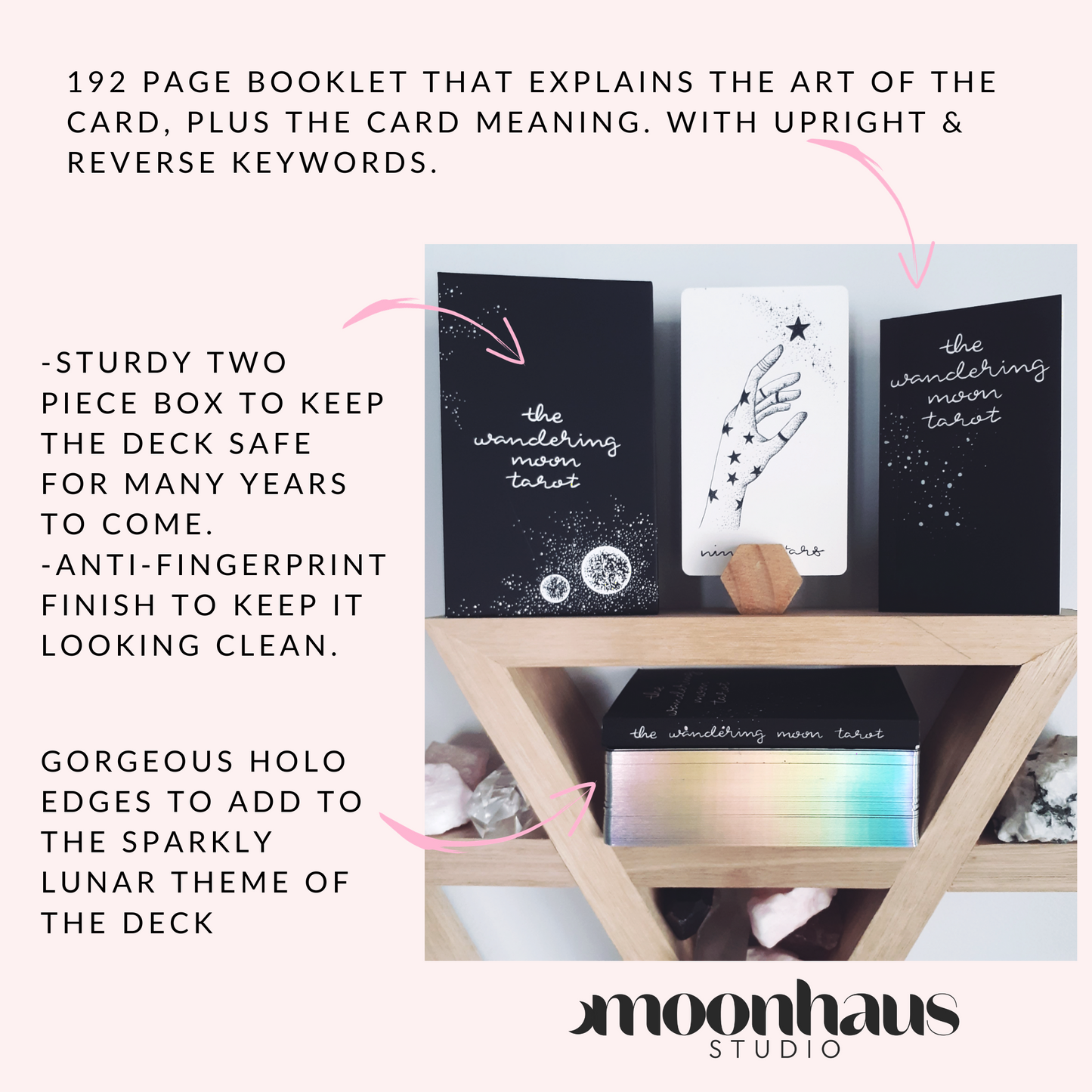 tarot cards: aesthetic tarot deck with guidebook | tarot reading & spreads | holographic & minimalist tarot card art