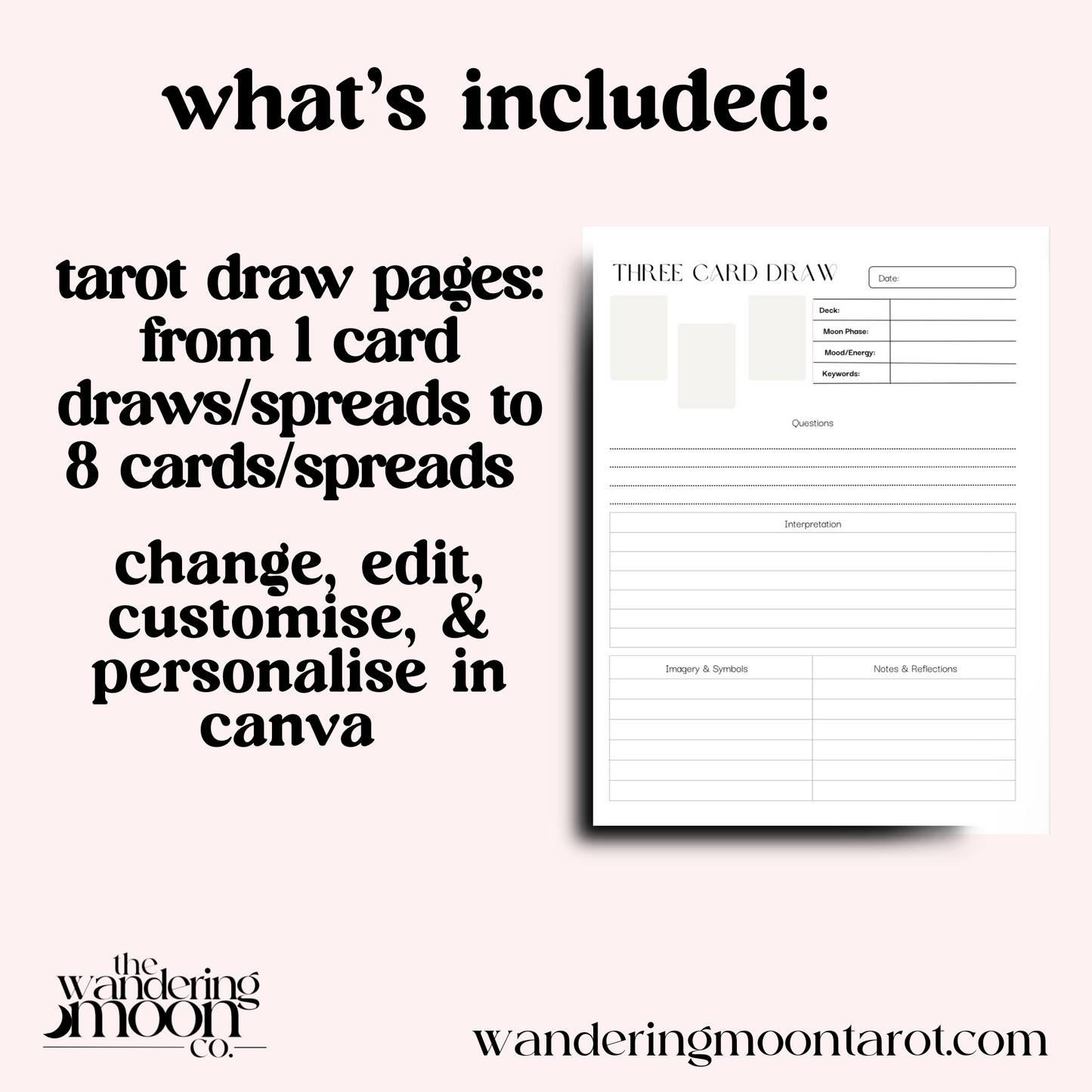 canva template: tarot journal, 47 pages