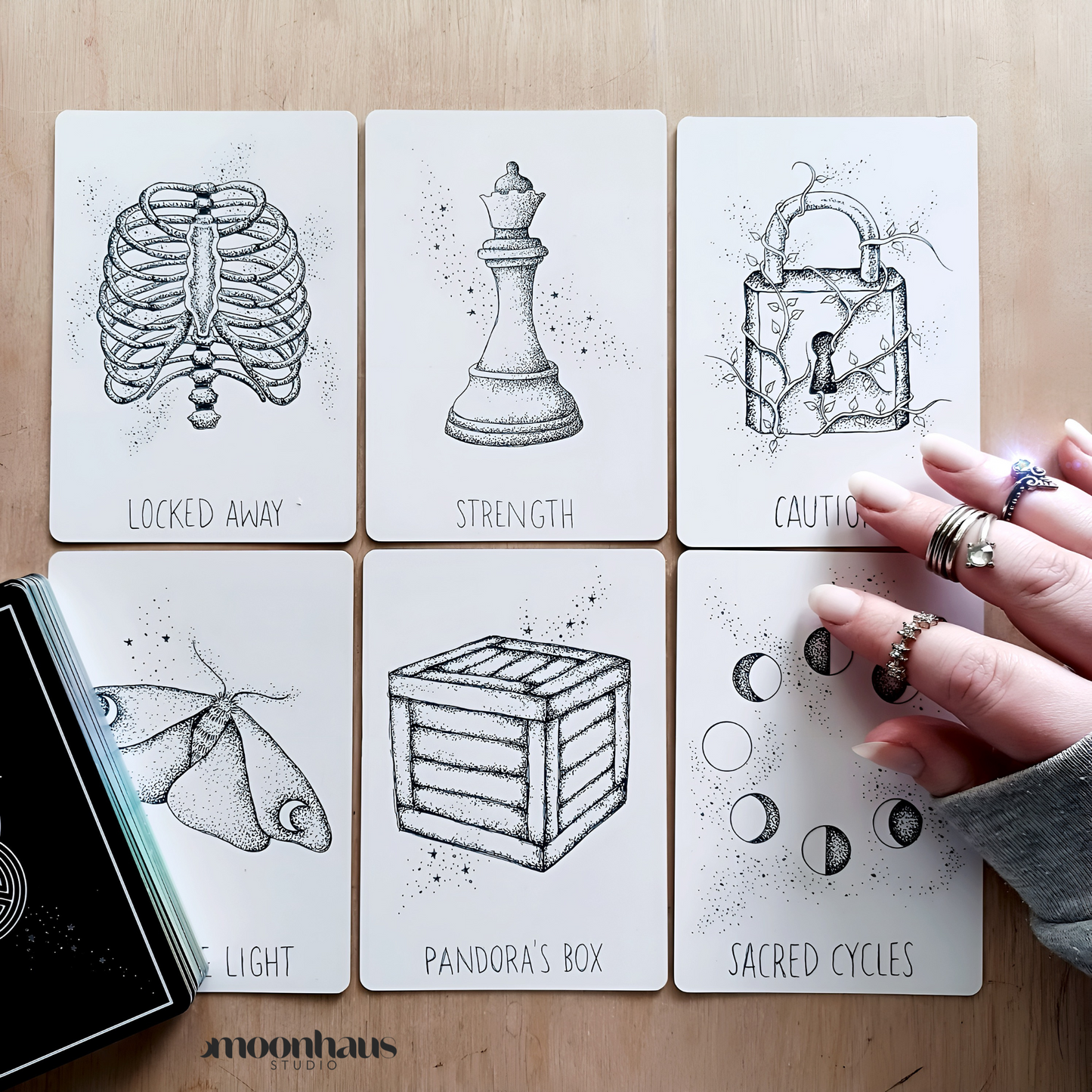 tarot card deck & oracle deck gift set: indie divination bundle | holographic, unique, white & black tarot & oracle decks