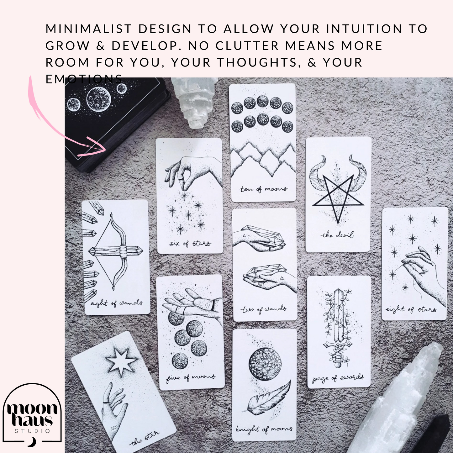 tarot cards: aesthetic tarot deck with guidebook | tarot reading & spreads | holographic & minimalist tarot card art