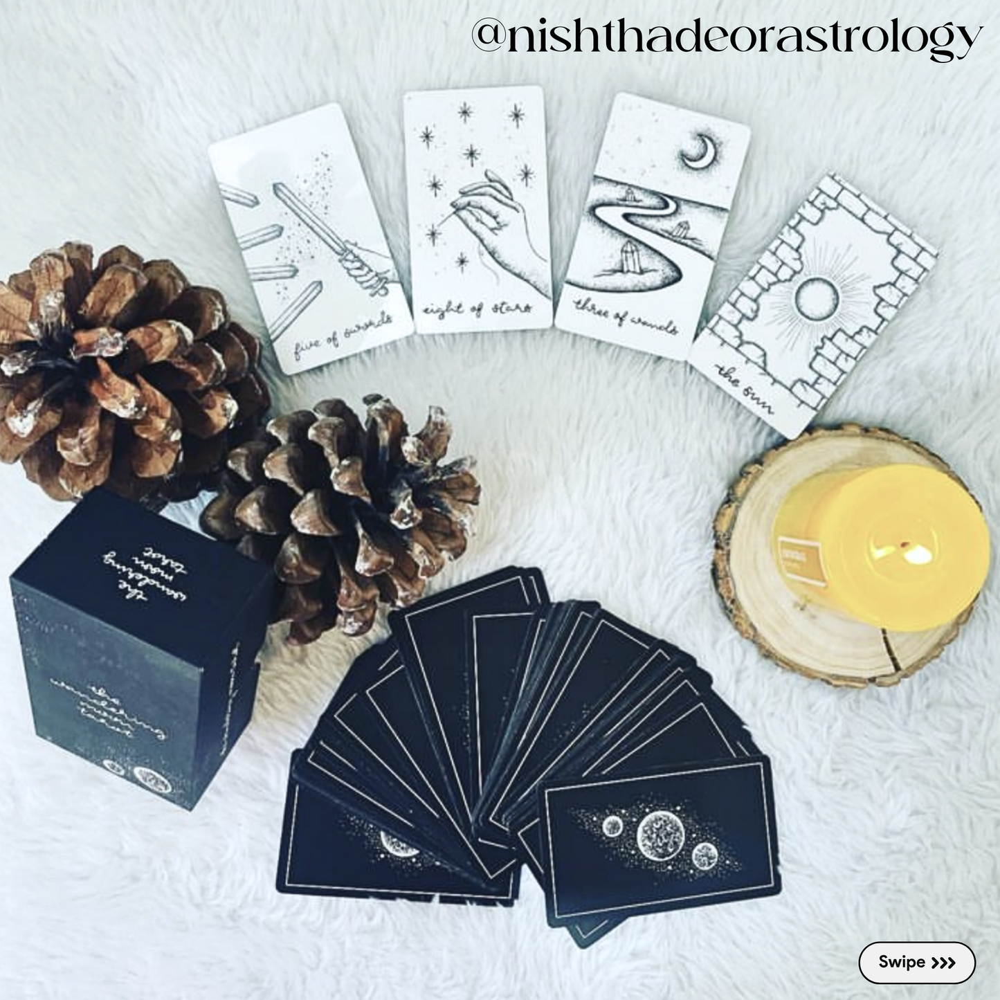 the wandering moon tarot deck authentic | indie tarot card deck | hand illustrated with guidebook | comes with free tarot deck