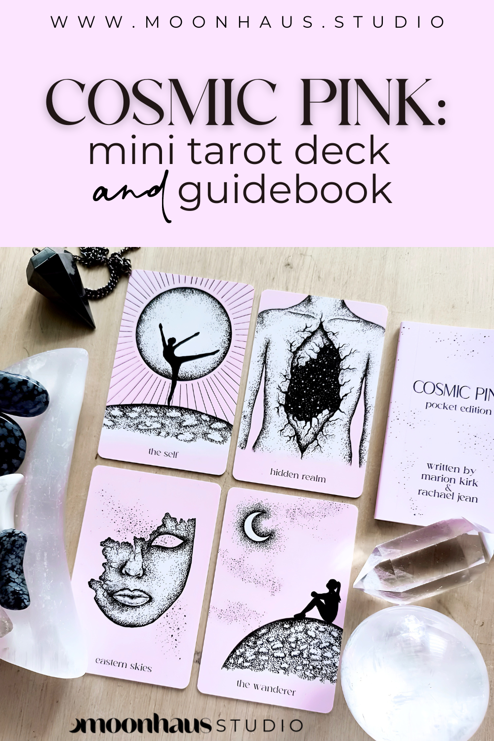 mini tarot cards deck: aesthetic pink divination cards, pocket size tarot readings, booklet with tarot card meanings
