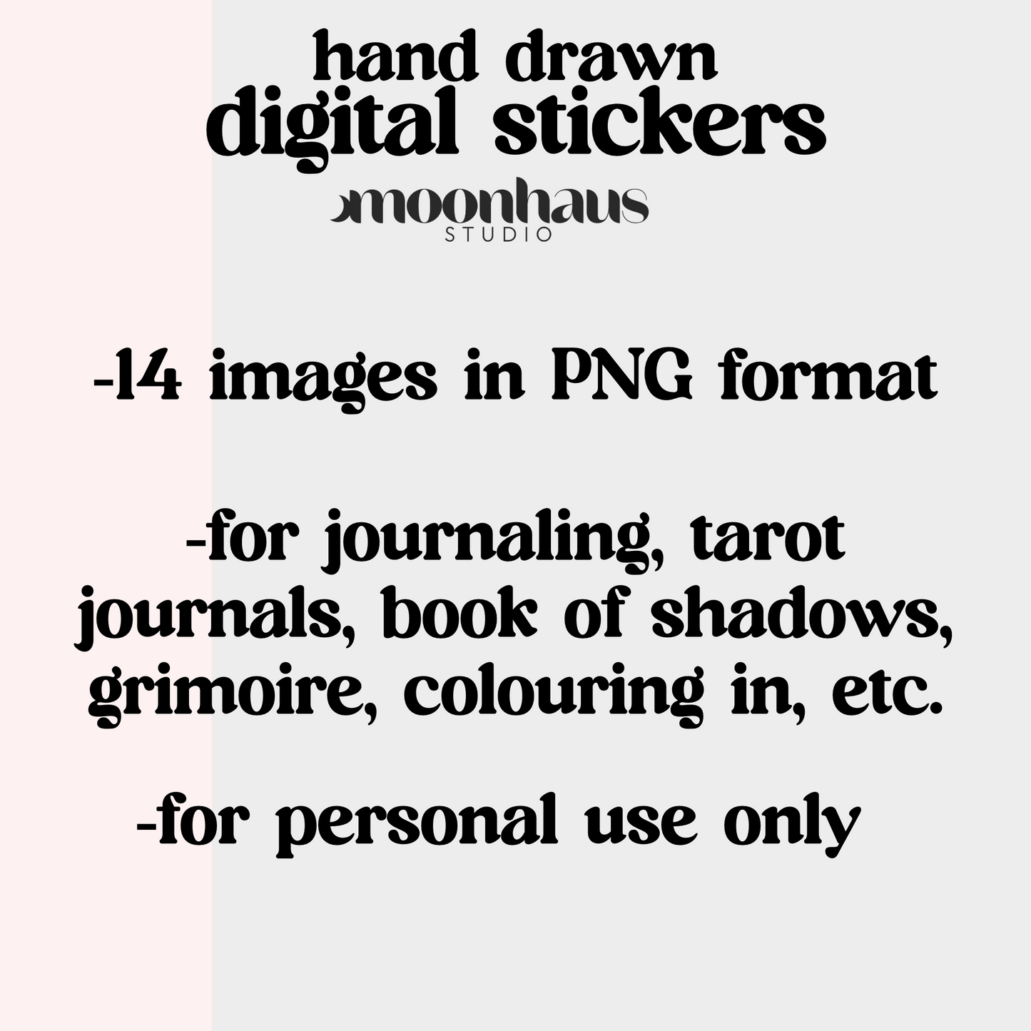 tarot card digital stickers - 14 tarot card designs, hand drawn png