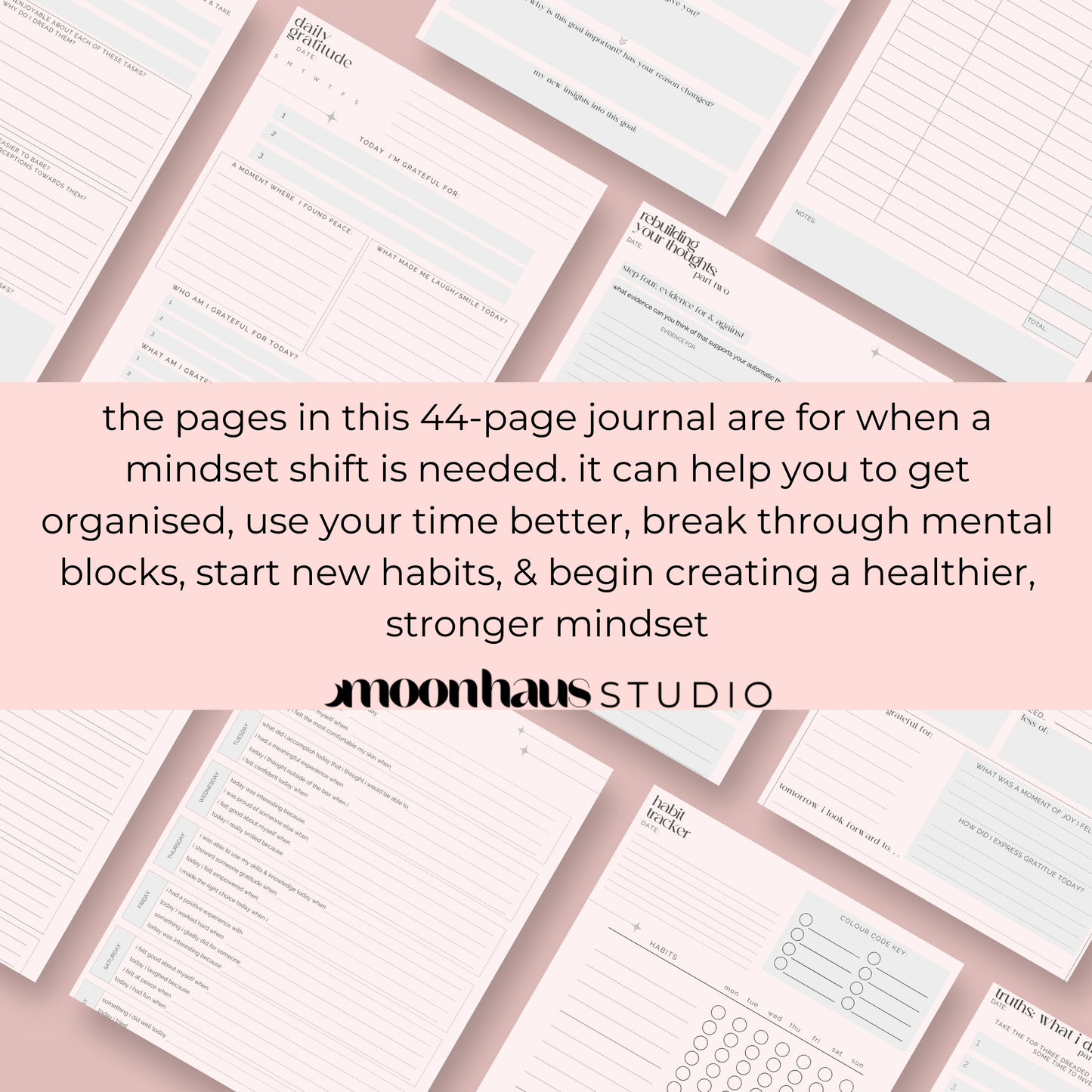 mindset shift: 2025 - aesthetic journal for goal setting, manifesting, mental health, daily planners, budgeting PDF | digital printable
