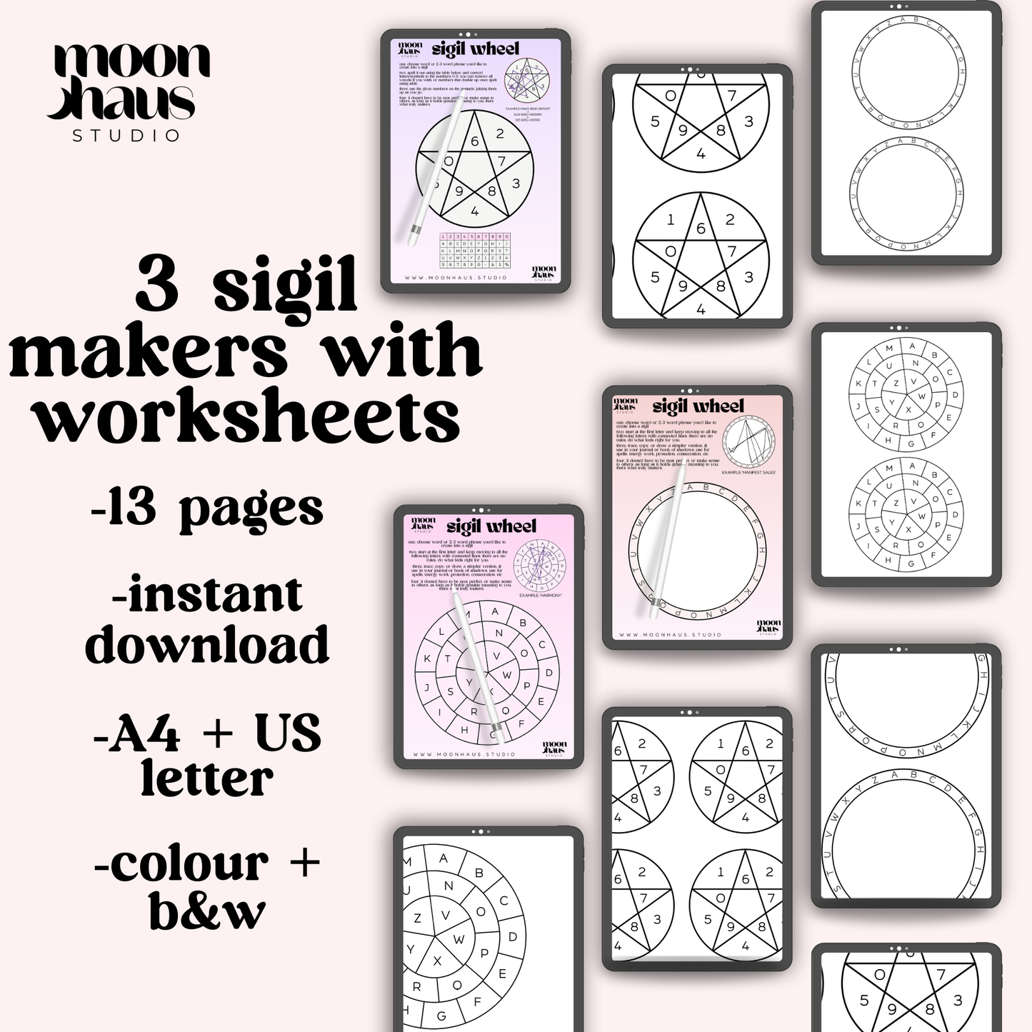 sigil magick: three methods for sigil creation & work sheets PDF for protection, success, luck, manifesting