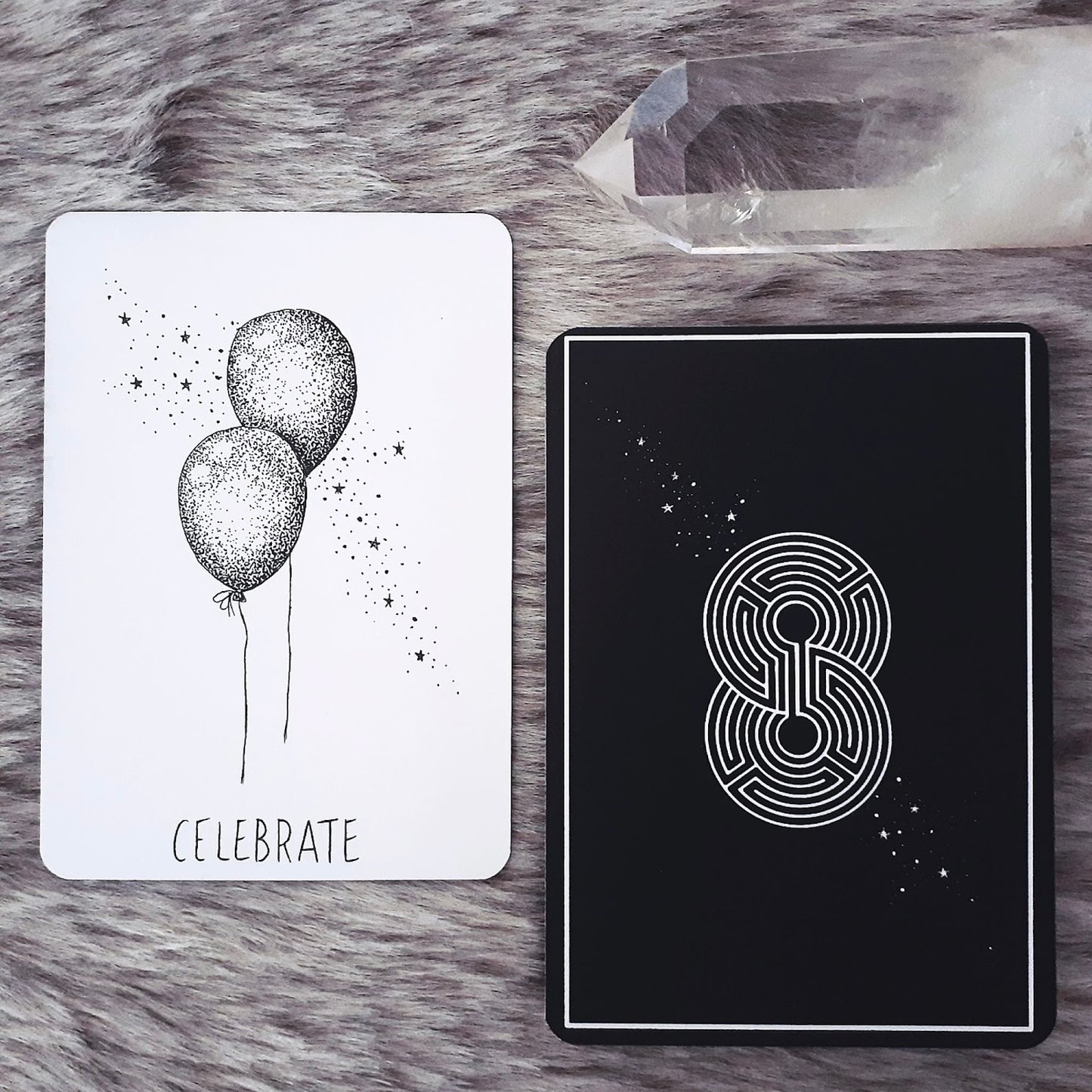 tarot card & oracle deck bundle, indie bundle set: holographic, unique aesthetic | black & white tarot & oracle cards