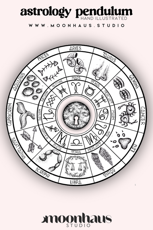 hand illustrated astrology pendulum board - printable.