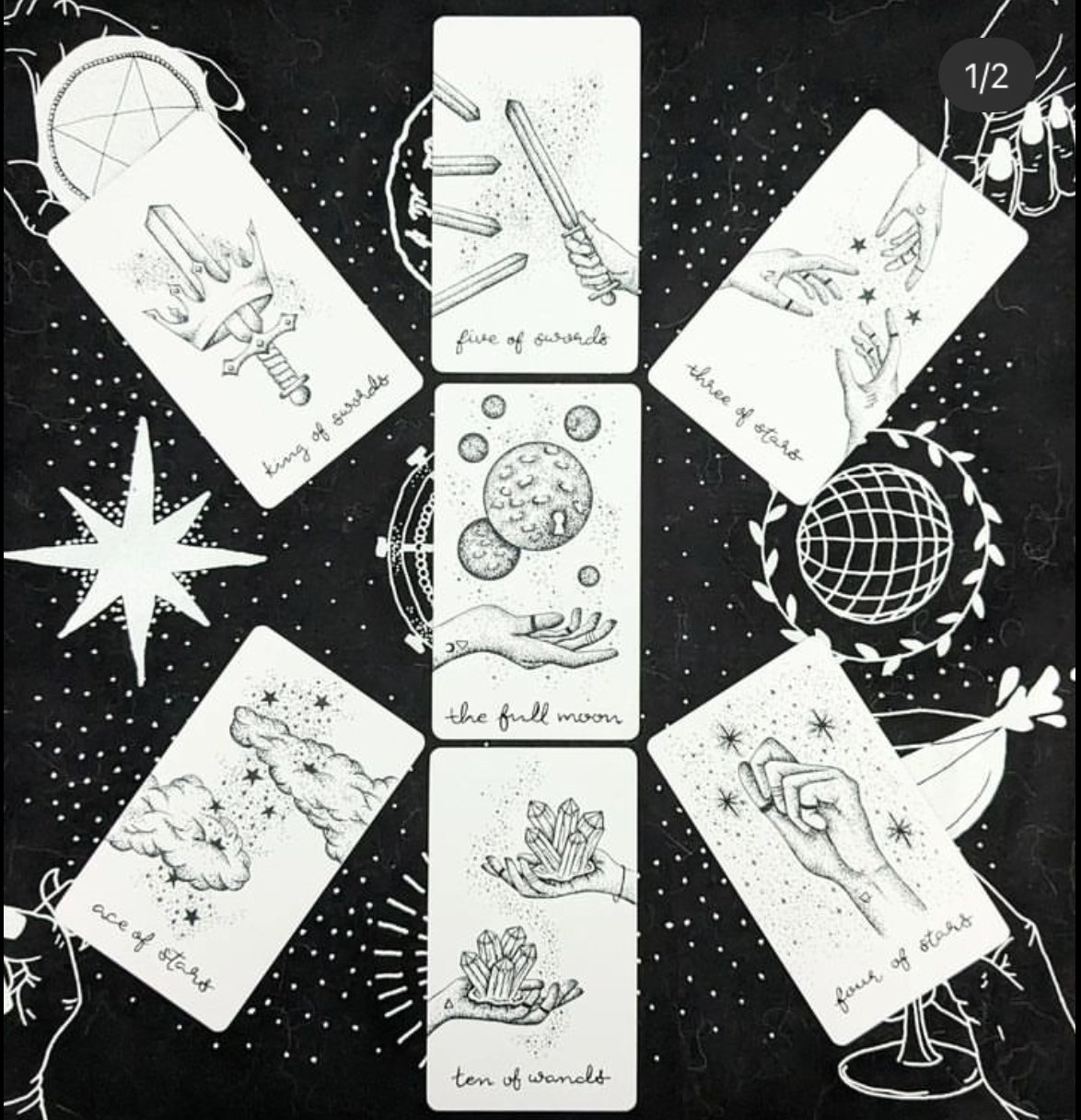 the wandering moon tarot deck authentic | indie tarot card deck | hand illustrated with guidebook | comes with free tarot deck