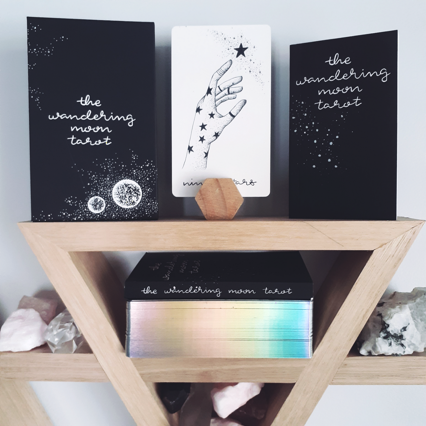 tarot card & oracle deck bundle, indie bundle set: holographic, unique aesthetic | black & white tarot & oracle cards