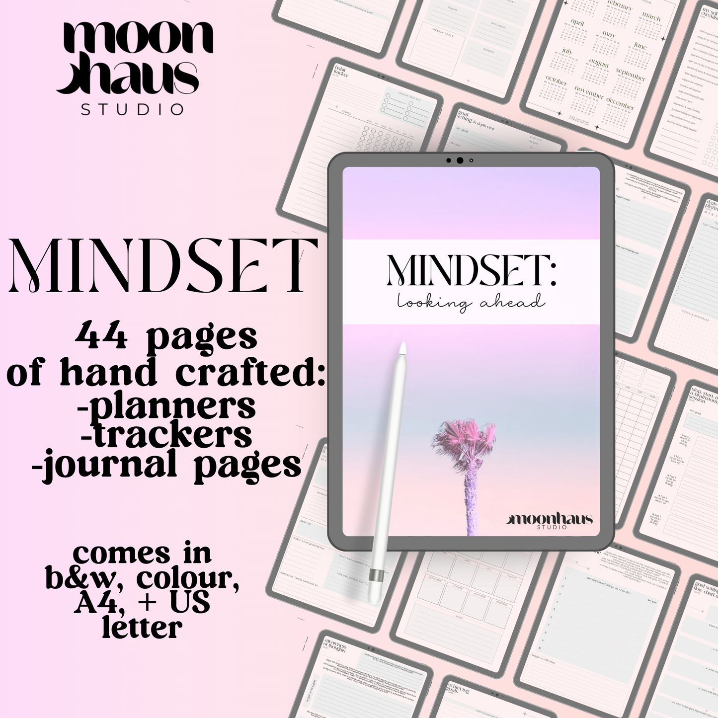 mindset shift: 2025 - aesthetic journal for goal setting, manifesting, mental health, daily planners, budgeting PDF | digital printable