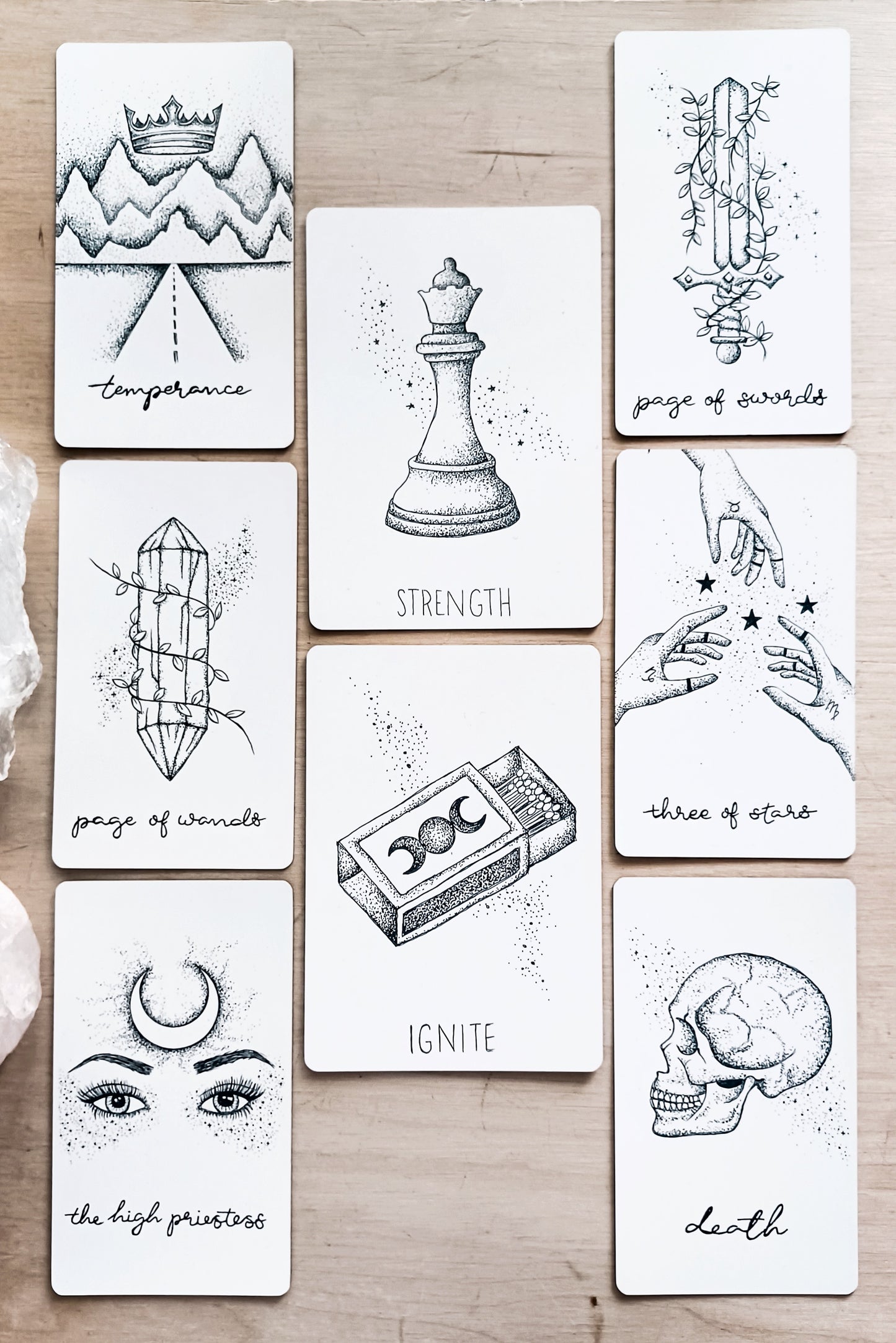 tarot card & oracle deck bundle, indie bundle set: holographic, unique aesthetic | black & white tarot & oracle cards