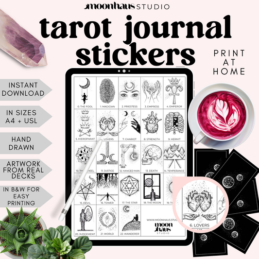tarot stickers - for journal - printable download of major arcana mini cards
