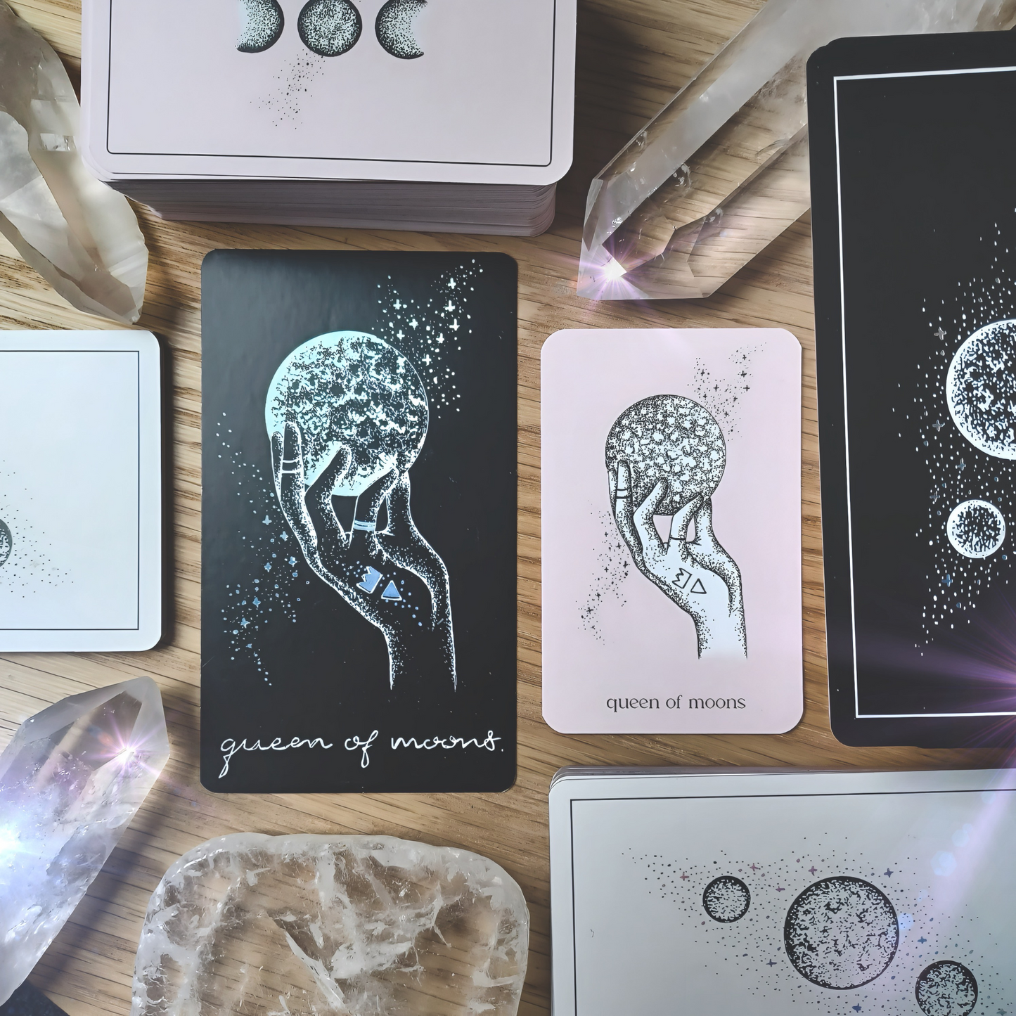 mini tarot cards deck: aesthetic pink divination cards, pocket size tarot readings, booklet with tarot card meanings