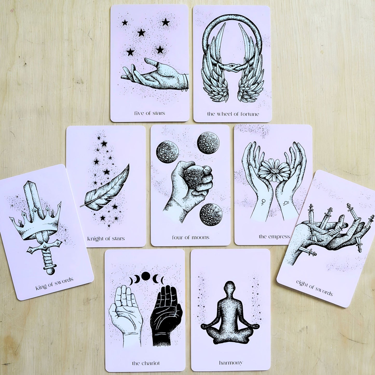 mini tarot cards deck: aesthetic pink divination cards, pocket size tarot readings, booklet with tarot card meanings