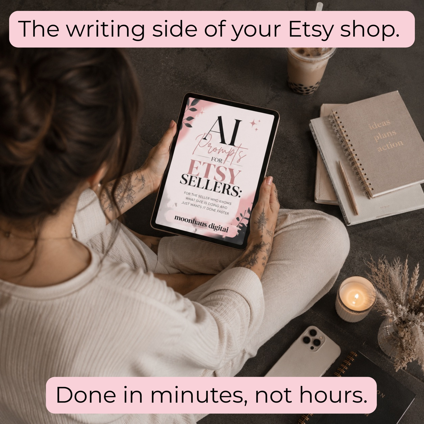 Etsy Sellers Prompts Ebook | Claude AI ChatGPT Writing Prompt Pack Templates | Side Hustle SEO Listings