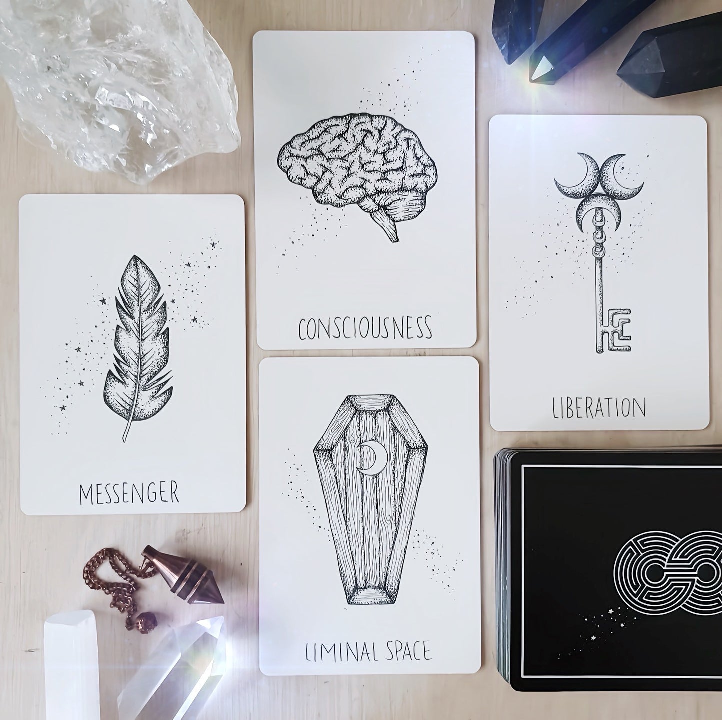oracle deck: indie oracle cards with guidebook | holographic details | 50 cards