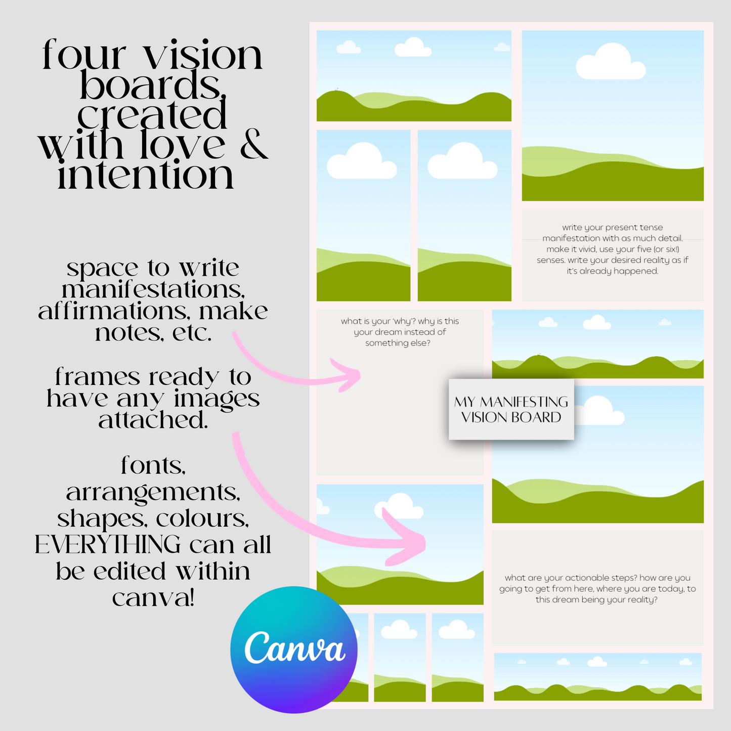 vision boards for manifestation: canva template