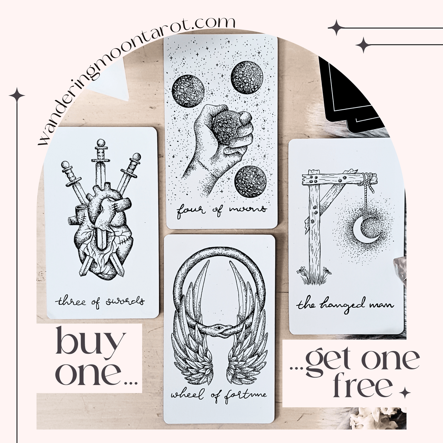 free tarot deck! Wandering Moon Tarot Deck with guidebook Celestial Tarot Cards, Crystal Tarot Card Deck, Indie Tarot Deck, Beginner Tarot Deck, Tarot Deck with Guide - The Wandering Moon Co.