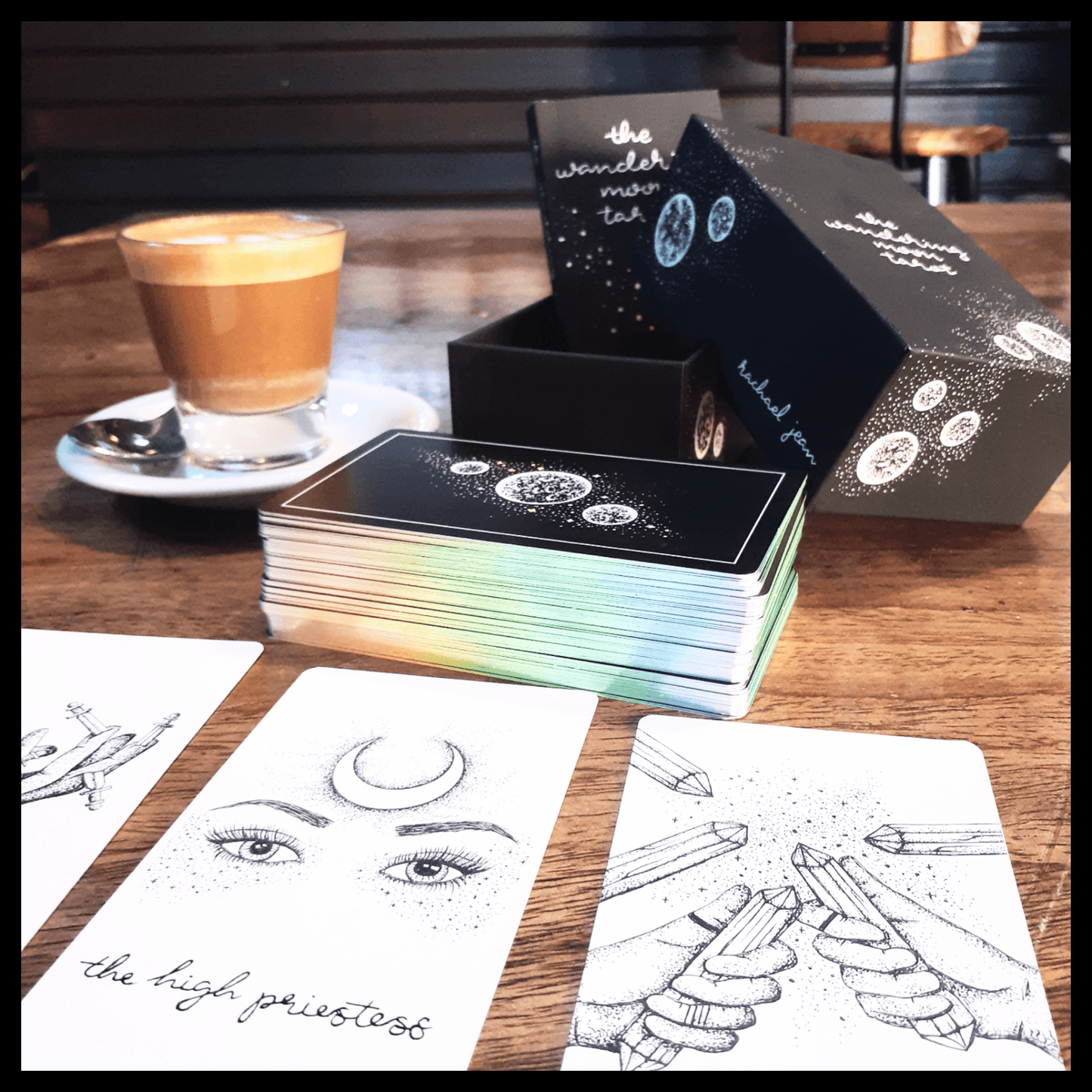 free tarot deck! Wandering Moon Tarot Deck, Celestial Tarot Cards, Crystal Tarot Card Deck, Indie Tarot Deck, Beginner Tarot Deck, Tarot Deck with Guide
