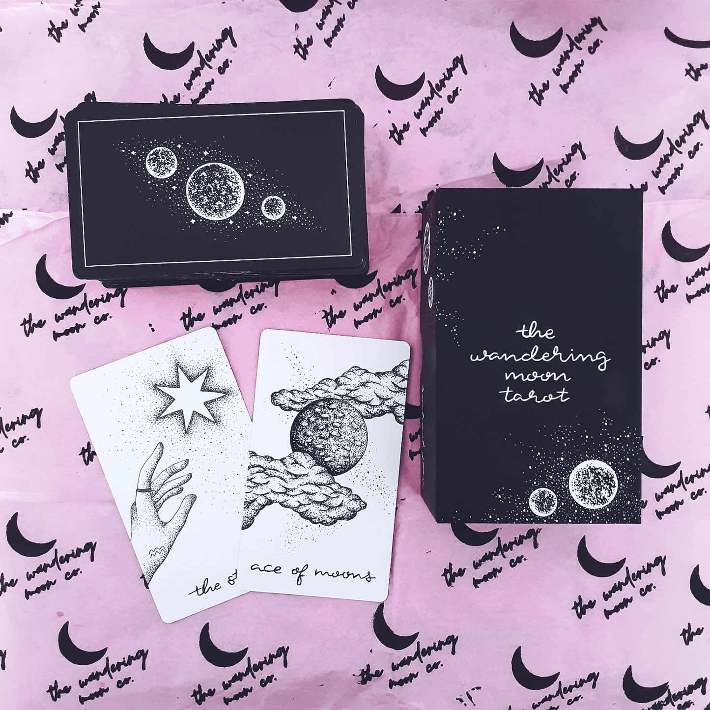free tarot deck! Wandering Moon Tarot Deck, Celestial Tarot Cards, Crystal Tarot Card Deck, Indie Tarot Deck, Beginner Tarot Deck, Tarot Deck with Guide