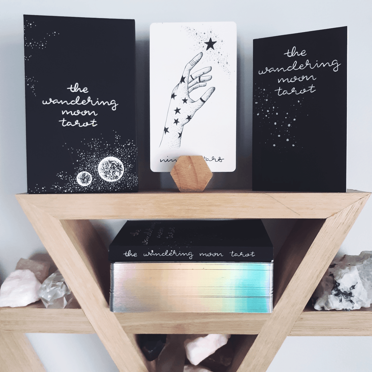 free tarot deck! Wandering Moon Tarot Deck, Celestial Tarot Cards, Crystal Tarot Card Deck, Indie Tarot Deck, Beginner Tarot Deck, Tarot Deck with Guide